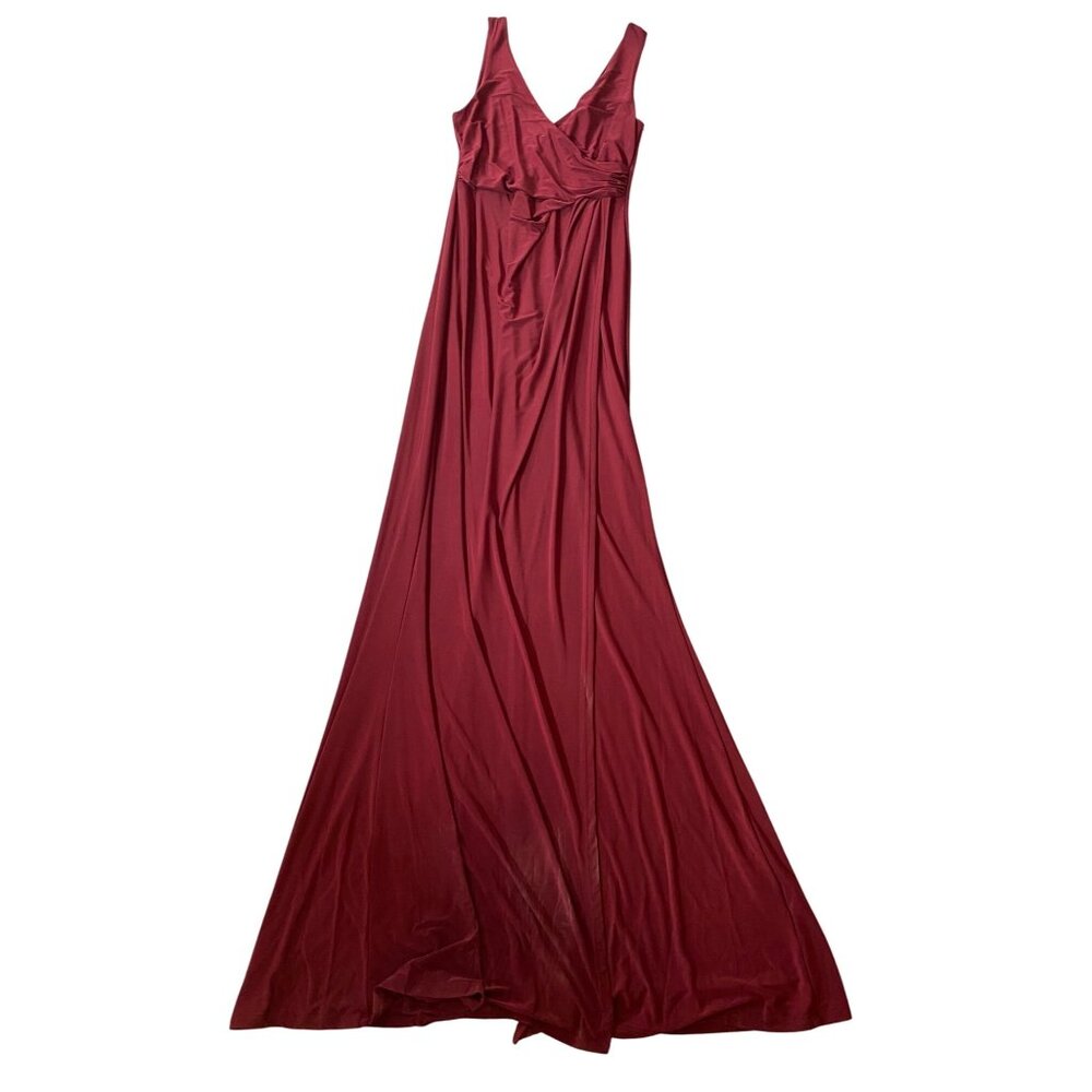 Windsor Burgundy Maxi Dress With Ruched Detail & Sleeveless Design